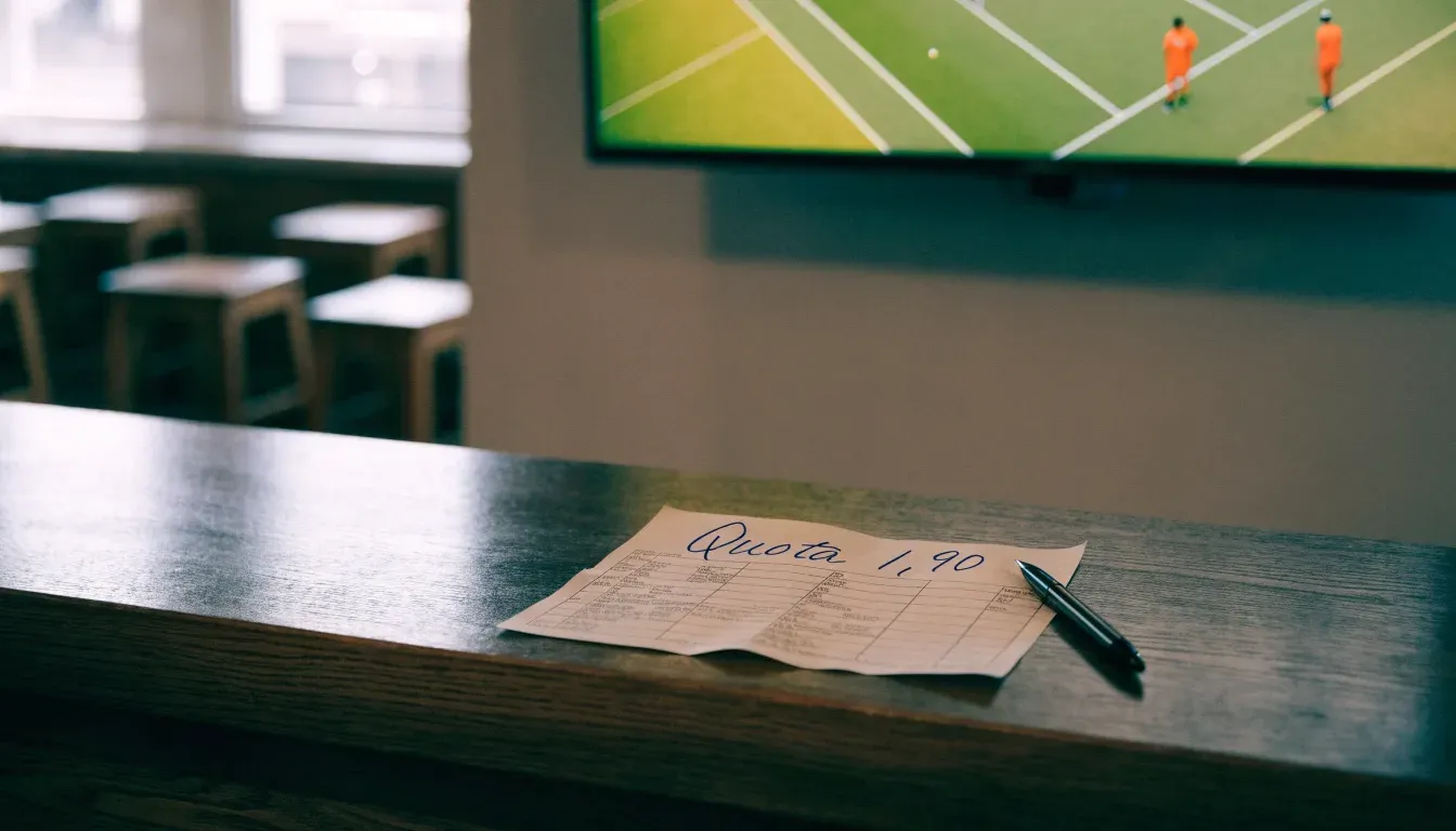 Un foglio di concessione in carta con un timbro rosso, appoggiato su una scrivania di legno accanto a una penna