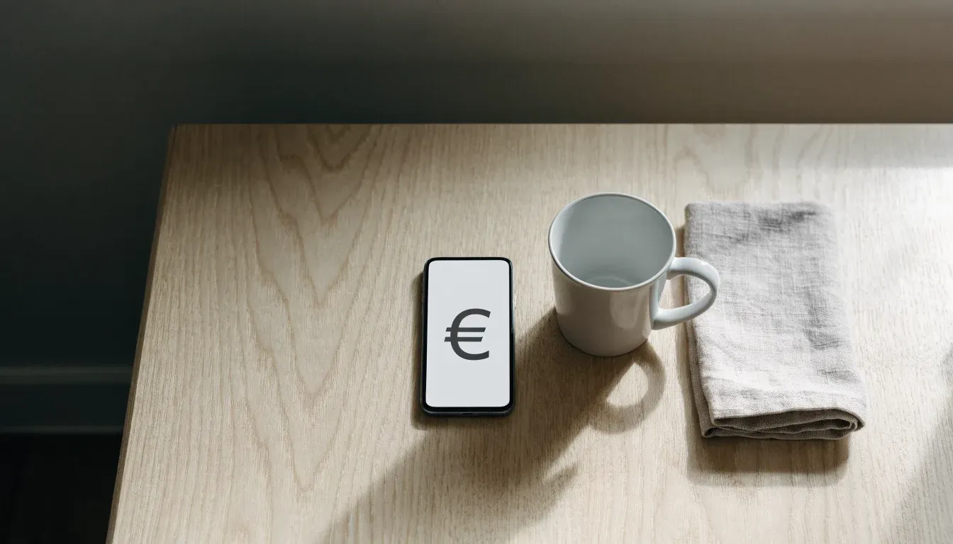 Un documento di identità appoggiato accanto a uno smartphone con un timer sullo schermo, su un tavolo da cucina