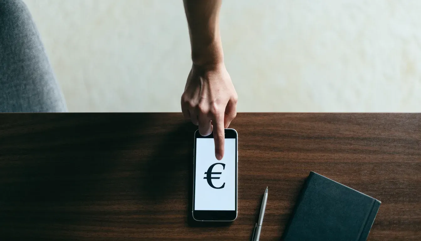 Un foglio di concessione in carta con un timbro rosso, appoggiato su una scrivania di legno accanto a una penna