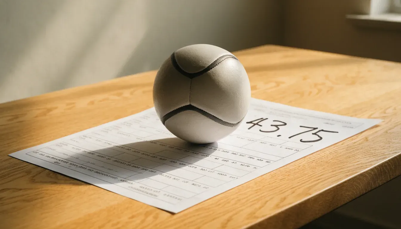 Un pallone da calcio appoggiato su una schedina bianca su un tavolo di legno, alla luce del giorno