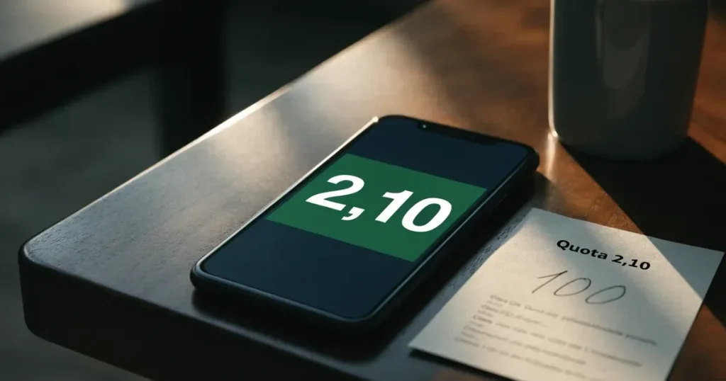 Una moneta fisica di bitcoin accanto a uno smartphone con una schedina sullo schermo, su un tavolo scuro