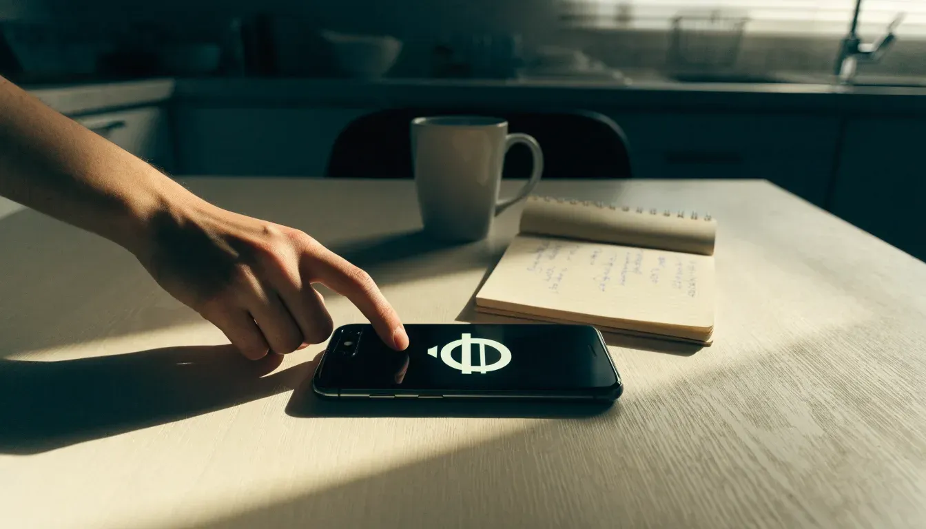 Un documento di identità appoggiato accanto a uno smartphone con un timer sullo schermo, su un tavolo da cucina