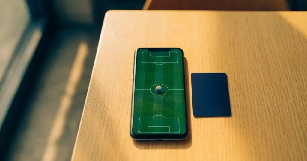 Uno smartphone e una carta di pagamento affiancati su un tavolo di legno, con alcune banconote da euro accanto